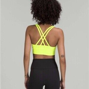 Lululemon Size 6 Energy Bra Longline Ribbed Neon Yellow